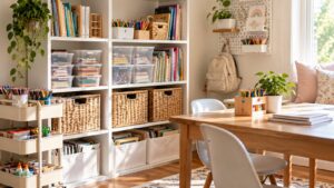Homeschool Storage Ideas for Small Homes: Organize Books, Supplies and Projects - featured image