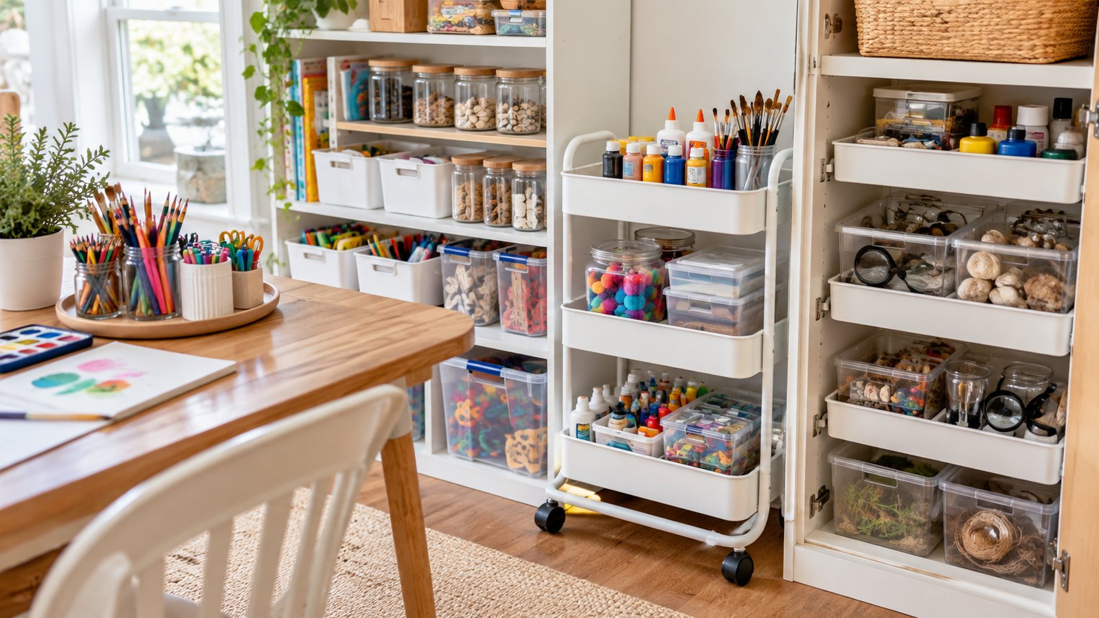 Tame Art and Science Supplies - Homeschool Storage Ideas for Small Homes: Organize Books, Supplies and Projects