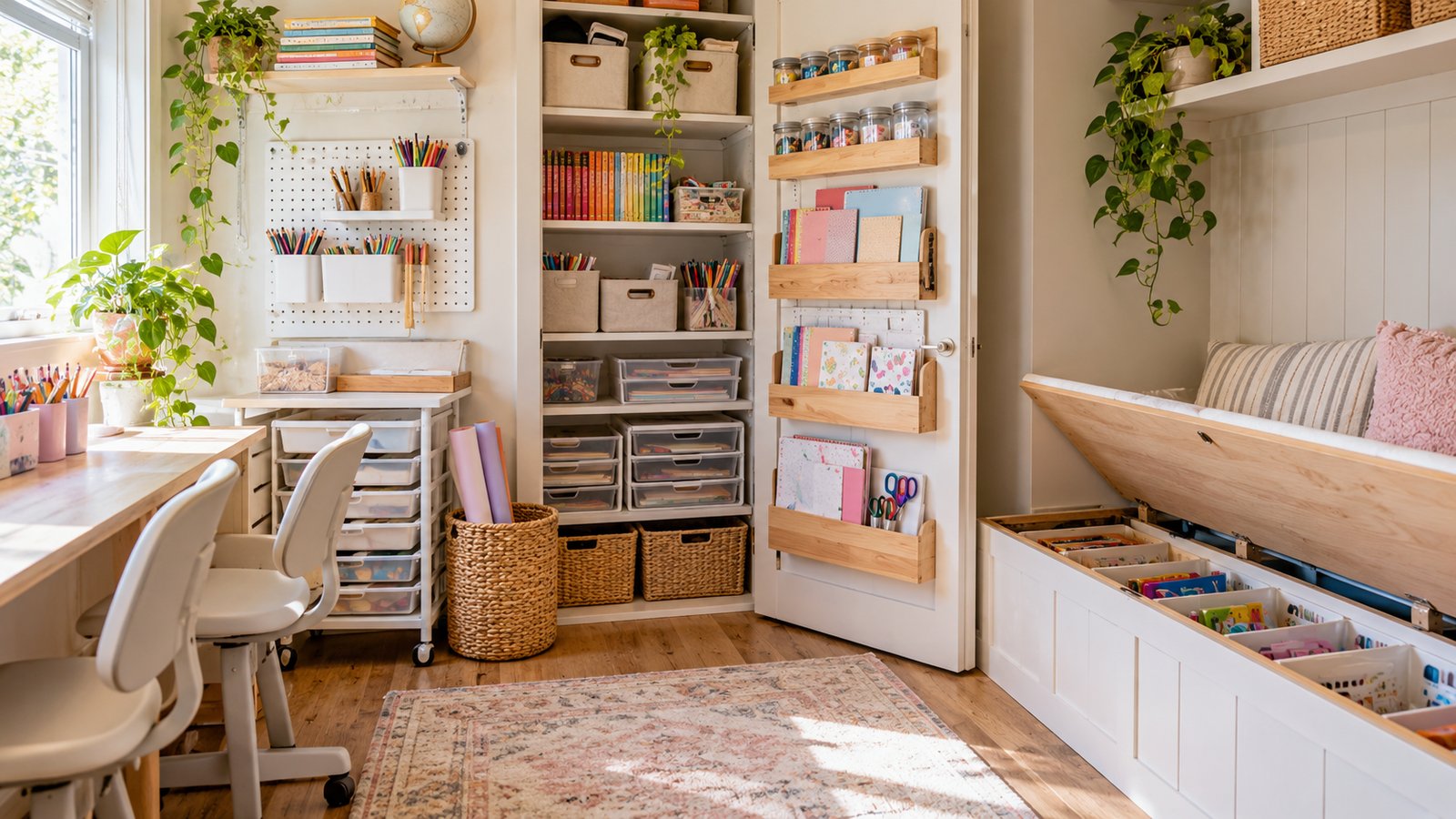 Use Vertical and Hidden Space - Homeschool Storage Ideas for Small Homes: Organize Books, Supplies and Projects